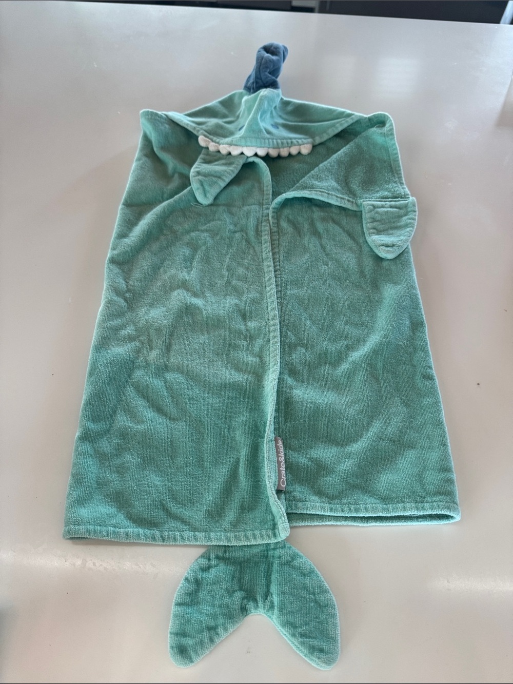 Crate&Barrel Teal Shark Hooded Swim Sleep Sack with Tail